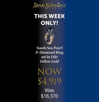 Steve Schmier's Jewelry, Closing Sale: 70% Off South Sea Pearl & Diamond Ring Set (14kt Yellow Gold)